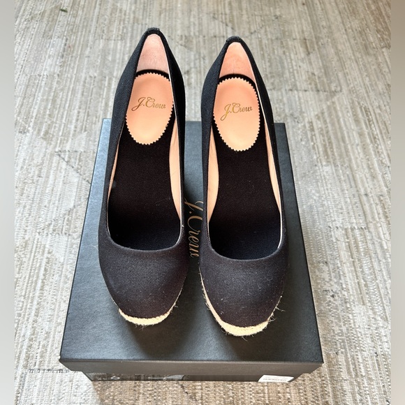 NIB!! J. Crew Black and Tan Espadrille Wedges 6 - Picture 3 of 8